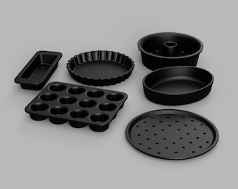 STL File - 1/12 Scale Miniature Baking Set stl (6psc) for Dollhouses and Miniature Projects  (commercial license)