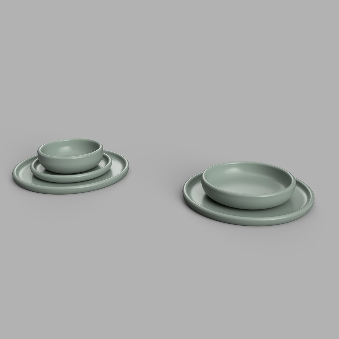STL File - 1/12 Scale Miniature Dinner Set (4 Pieces) STL for ...
