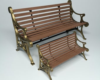 STL File - 1/12 And 1/6 Scale Miniature Park bench STL for Dollhouses and Miniature Projects  (commercial license)