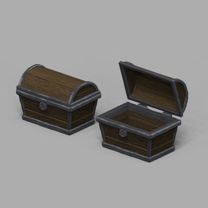 STL File - 1/12 Scale Miniature Chest Box Set - Open and Closed (commercial license)