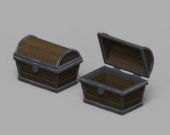Archivo STL - Caja de cofre en miniatura a escala 1/12 - Abierta y cerrada (licencia comercial)