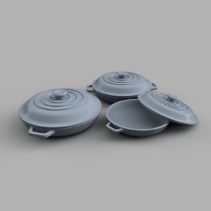 STL Datei - 1/12 Miniatur Kochtopf Set (3 Größen) STL (kommerzielle Lizenz)