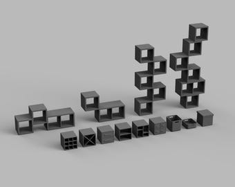 STL File - 1/12 Scale Miniature Shelving units STL set for Dollhouses and Miniature Projects  (commercial license)