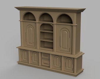 STL File - 1/12 Scale Modular Big Cabinet Version 1 STL for Dollhouses and Miniature Projects (commercial license)