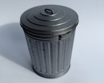 STL File - 1/12 Scale Metal Trash Can Model for Dollhouses and Miniature Projects (commercial license)
