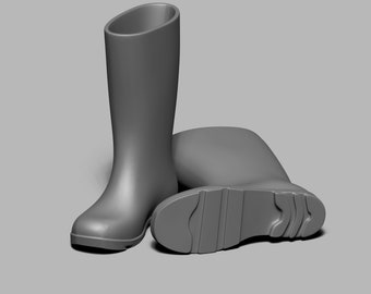Archivo STL - Bota Wellington en miniatura a escala 1/12 y 1/6 para casas de muñecas y proyectos en miniatura (licencia comercial)