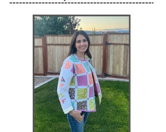 Modello PDF per giacca trapuntata: cappotto patchwork creativo, video di cucito incluso