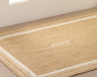 Hand Braided Natural Jute Rug, Custom Size Boho Decor