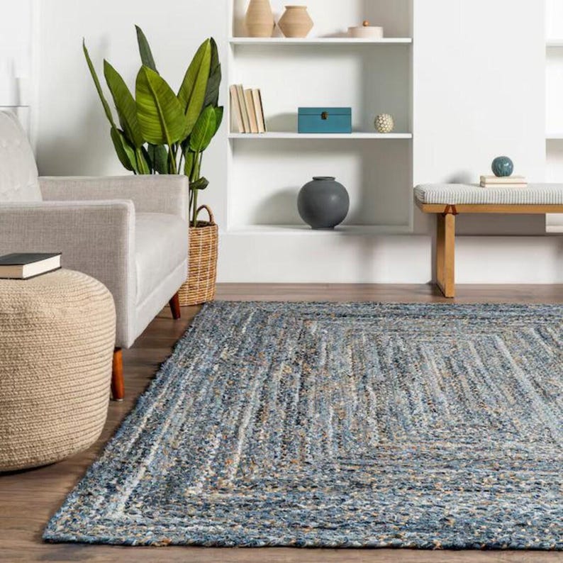 Hand Braided Denim Chindi Rug, Round Boho Rug, Vintage Home Decor - Etsy