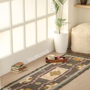 Vintage Stair Kilım Runner Rug Handmade Large Rug Wool Jute Hallway Rug Bohemian Handwoven Boho Outdoor Stair Runner Oriental Washable Rug