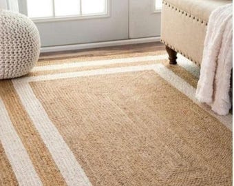 Alfombra de yute trenzado hecha a mano: alfombra vegana y ecológica