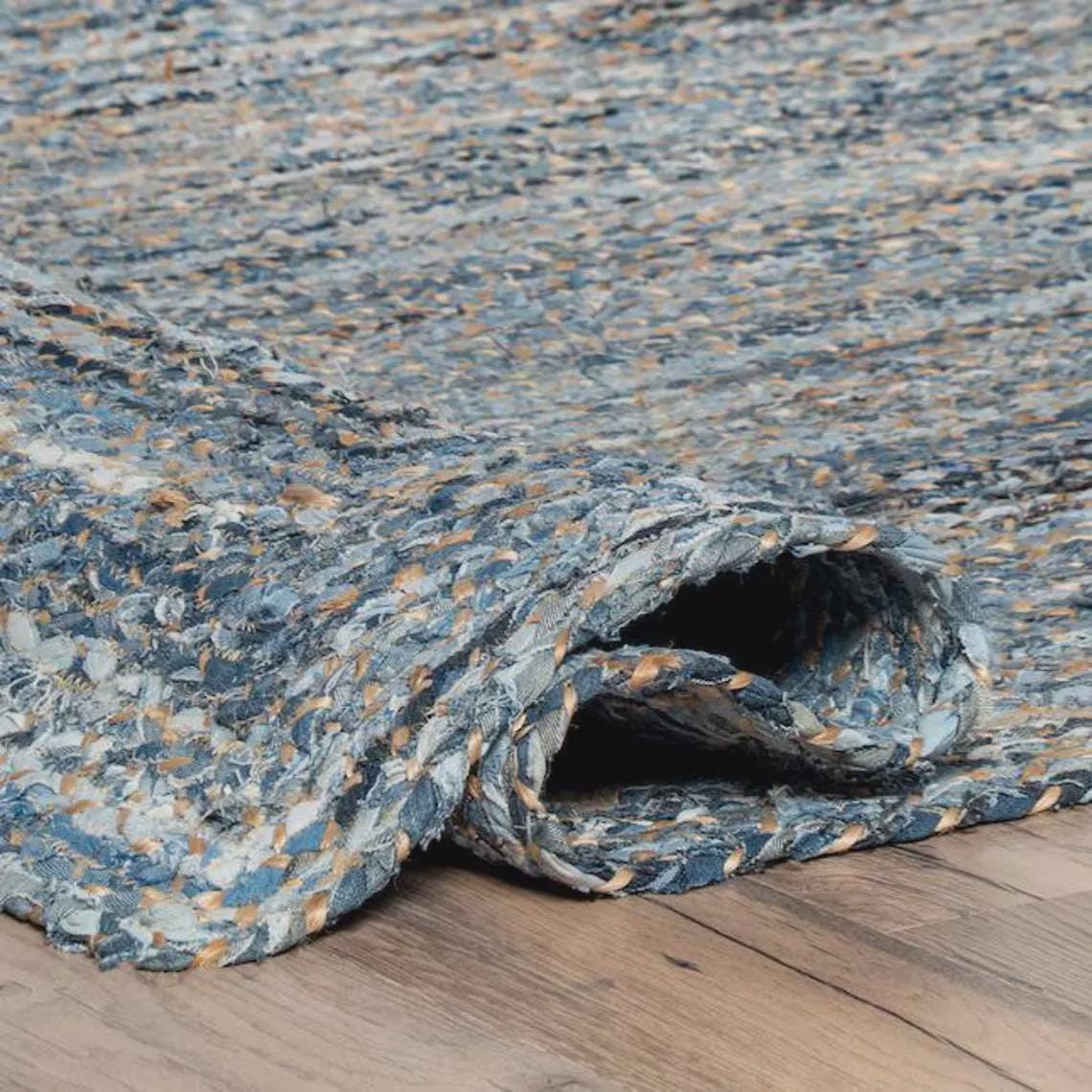 Hand Braided Denim Chindi Rug, Round Boho Rug, Vintage Home Decor - Etsy