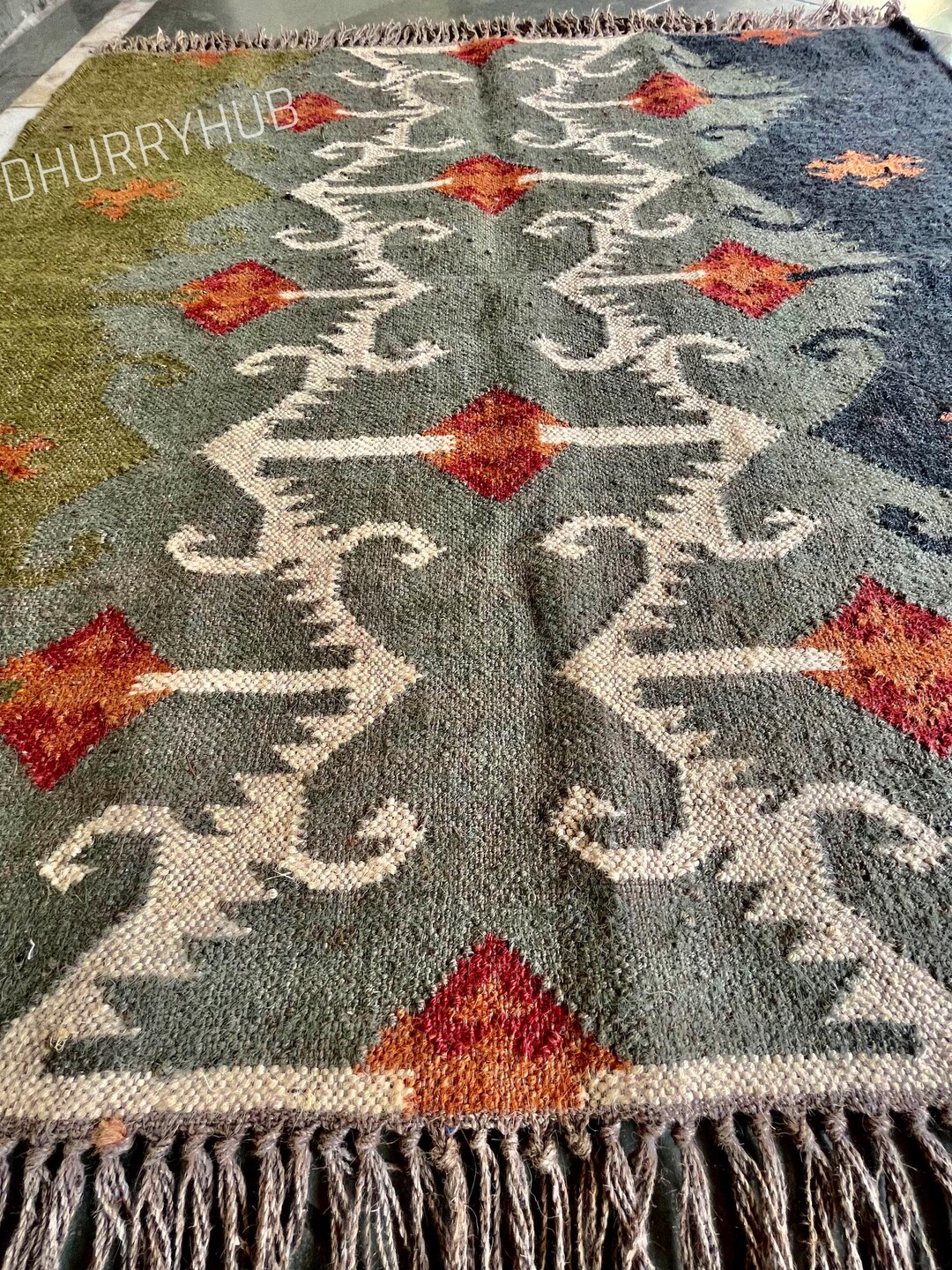 Handmade Wool Jute Kilim Rug: Traditional Handwoven Design - Etsy