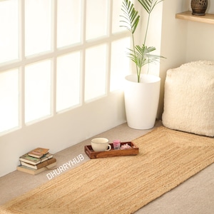 Jute Stairs Runner Natural Fiber jute Runner Rug Vintage Style CUSTOM Size Hallway Entryway Kitchen Floor Laundry Carpet Runner Rug Non Slip