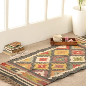 Kelim Treppenläufer | Vintage Aztekenmotiv Stil | Handgemachtes Türkisches Treppendekor | Geometrischer traditioneller Flur, Eingangsbereich Läufer