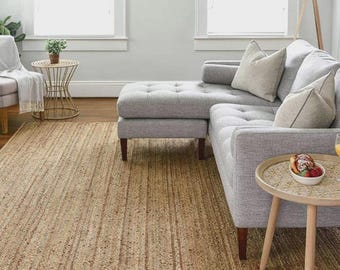 Handmade Braided Jute Rug: Eco-Friendly Vegan Rectangle Area Rug