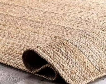 Hand Braided Jute Rug: Bohemian Style, Natural Fiber