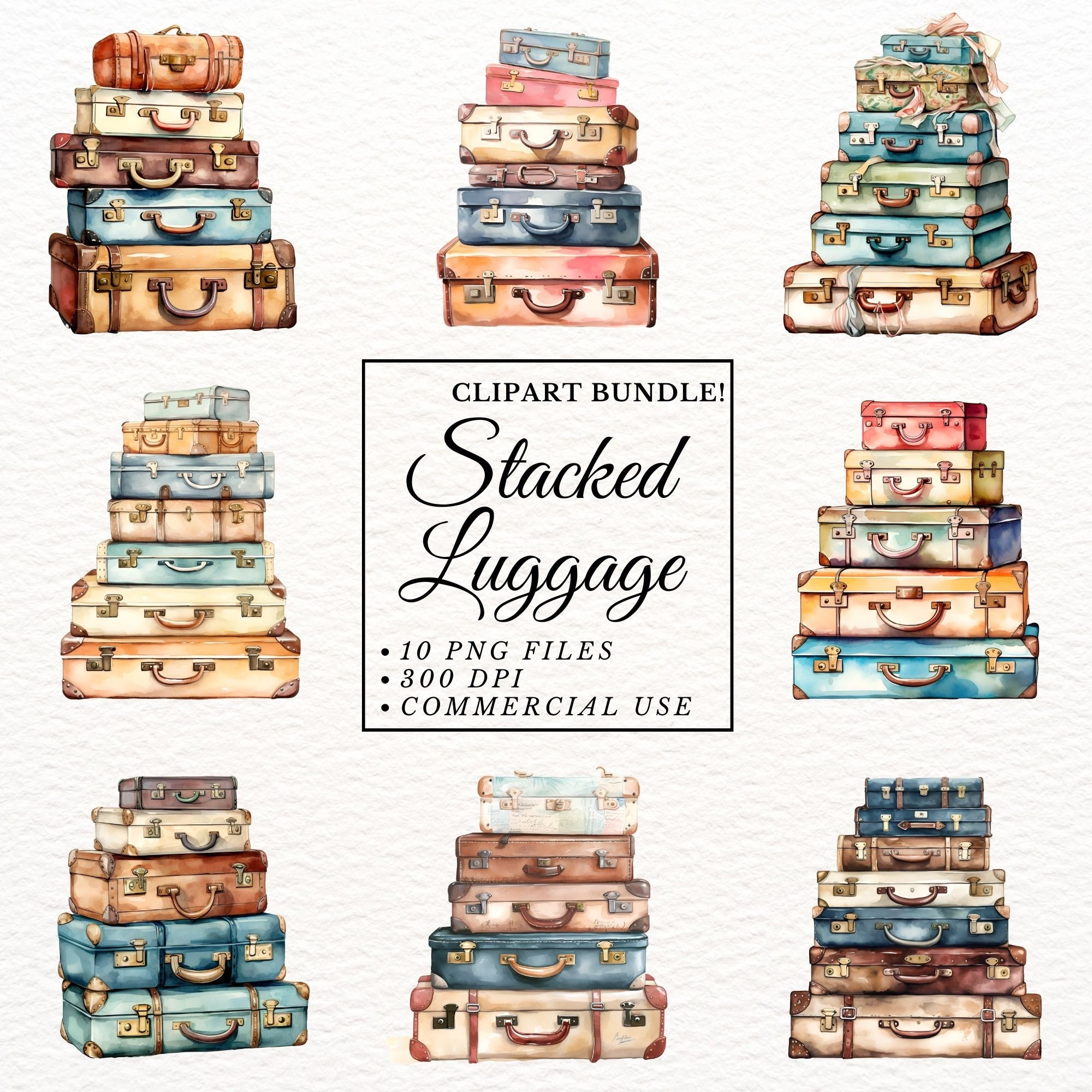 Vintage Suitcase Watercolor Clipart Graphic by LQ Design · Creative Fabrica