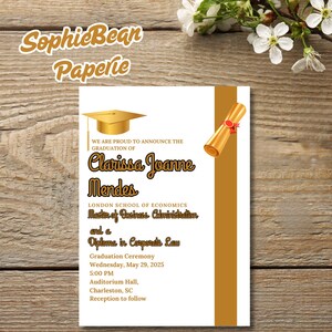 Invitación de graduación y tarjeta de agradecimiento a juego, juego de clase de 2025, tarjetas de graduación personalizadas, postales de felicitación personalizadas.