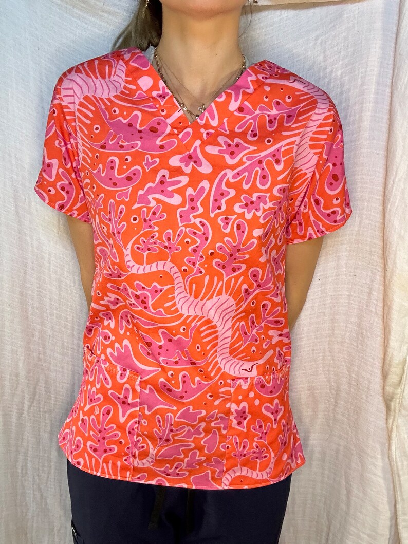 Orange Coral Scrub Top - Etsy