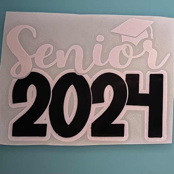 Senior 2024-Class of 2024 vinyl decals. 5" x 3.8"  You pick your 2 school colors! Custom made for you.