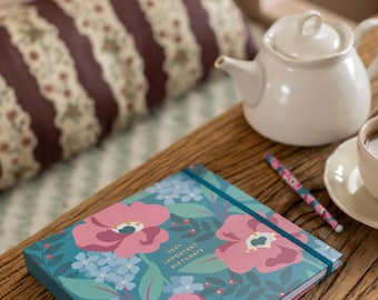 Libro de tarjetas de cumpleaños Busy B - Estampado floral turquesa