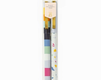 Busy B Two Pack Rollerball Pen in Stripe with Black Ink and Rollerball Feature