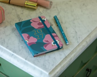 Busy B 2027 A6 Busy Life Diary - Teal Flowerhead