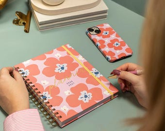 Funda para iPhone con estampado floral rosa - Carcasa rígida, compatible con MagSafe