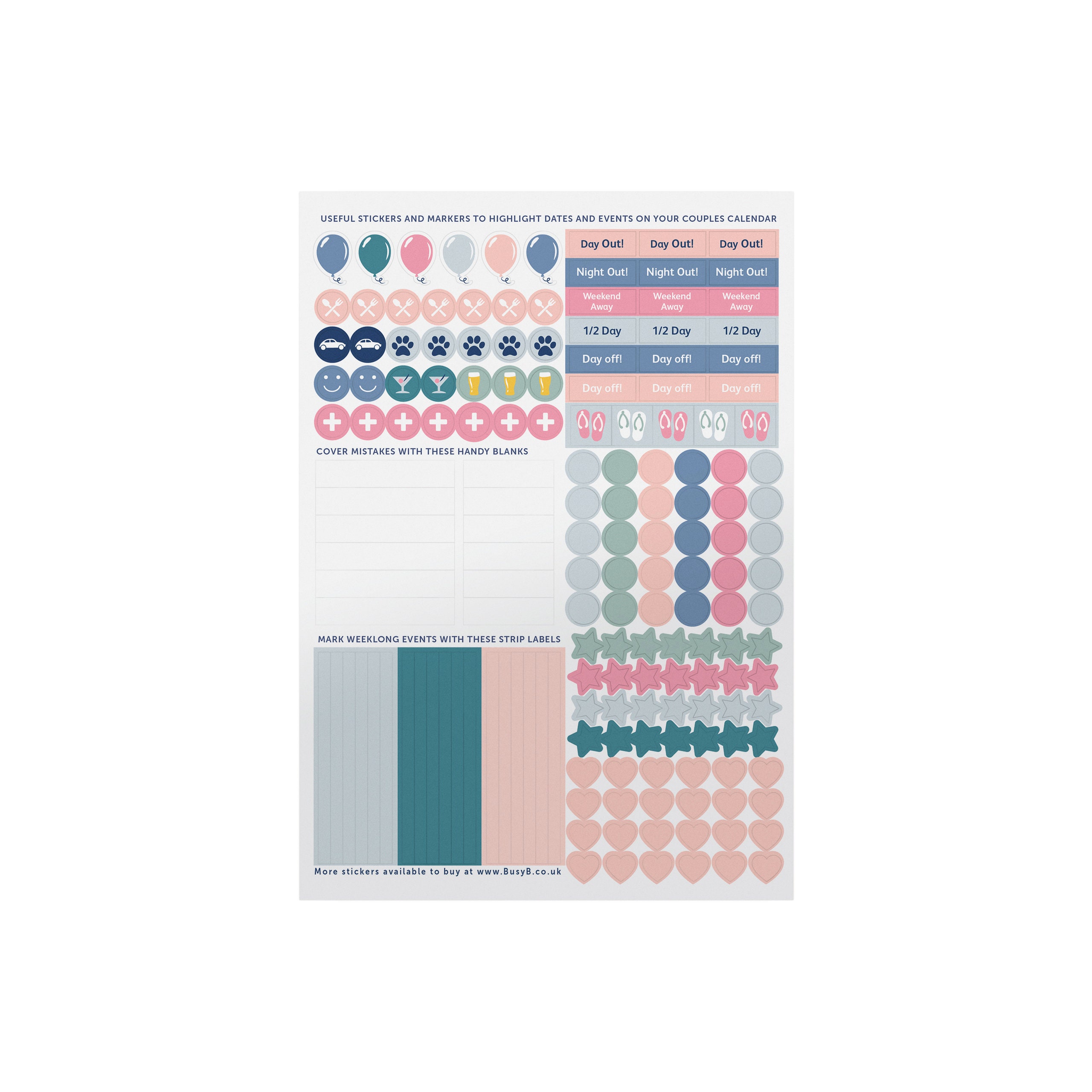 Busy B Couples Wall Calendar January to December 2024 Slim Year Planner