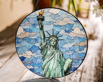 Statue of Liberty Stained Glass Suncatcher Sun Catcher Gift for Her or Him