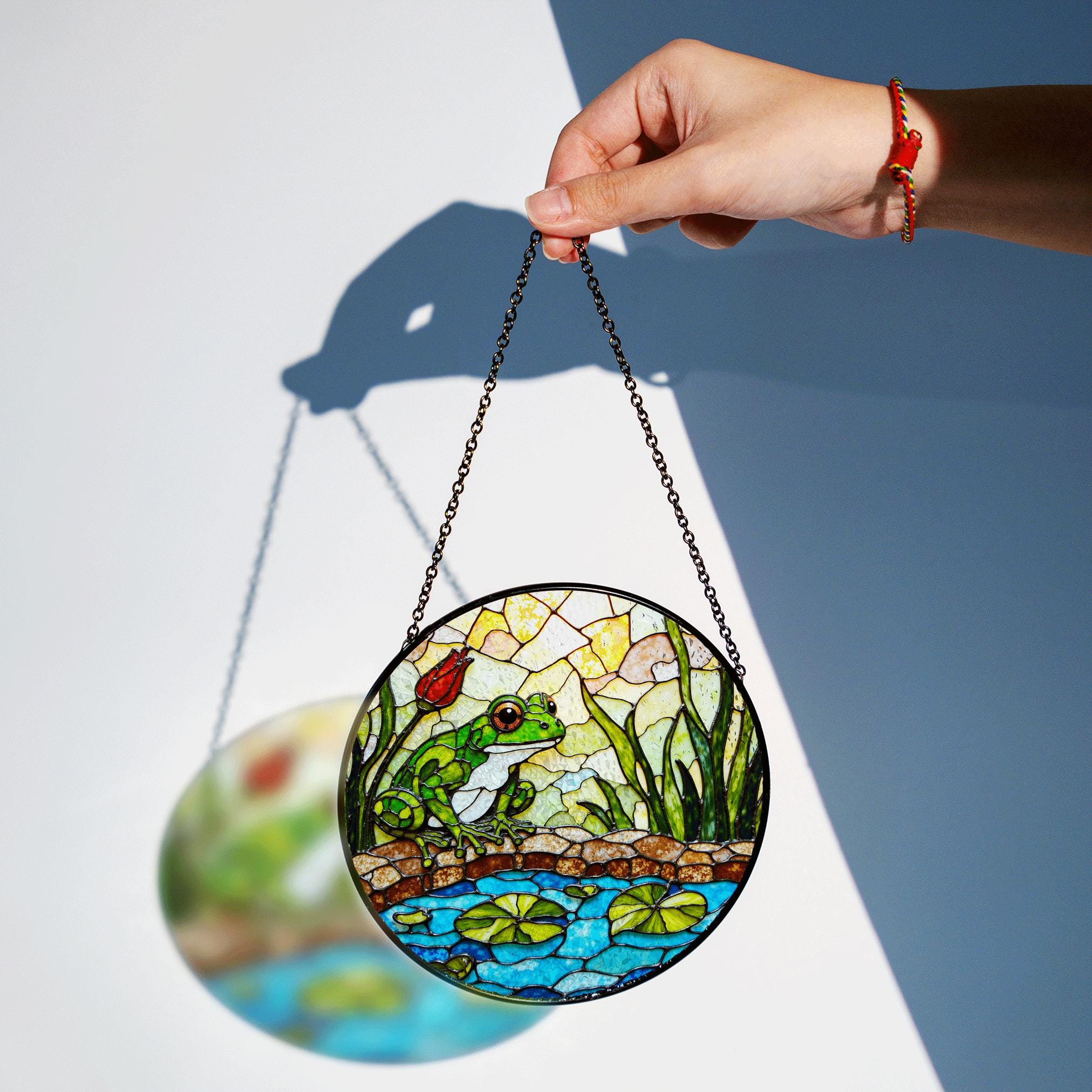 EPOGIFTS Frosch Buntglas-Sonnenfänger – 23,4 X 8,6 Cm, Für Fenster, Töpfe Oder Als Deko
