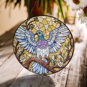 Stained Glass Bird Suncatcher Beautiful Handcrafted Bird Window Hanging Gift for Nature Lovers and Home Decor