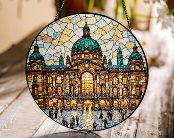 Stained Glass Window Art Beautiful Architecture Sun Catcher Gift for Architecture Lovers