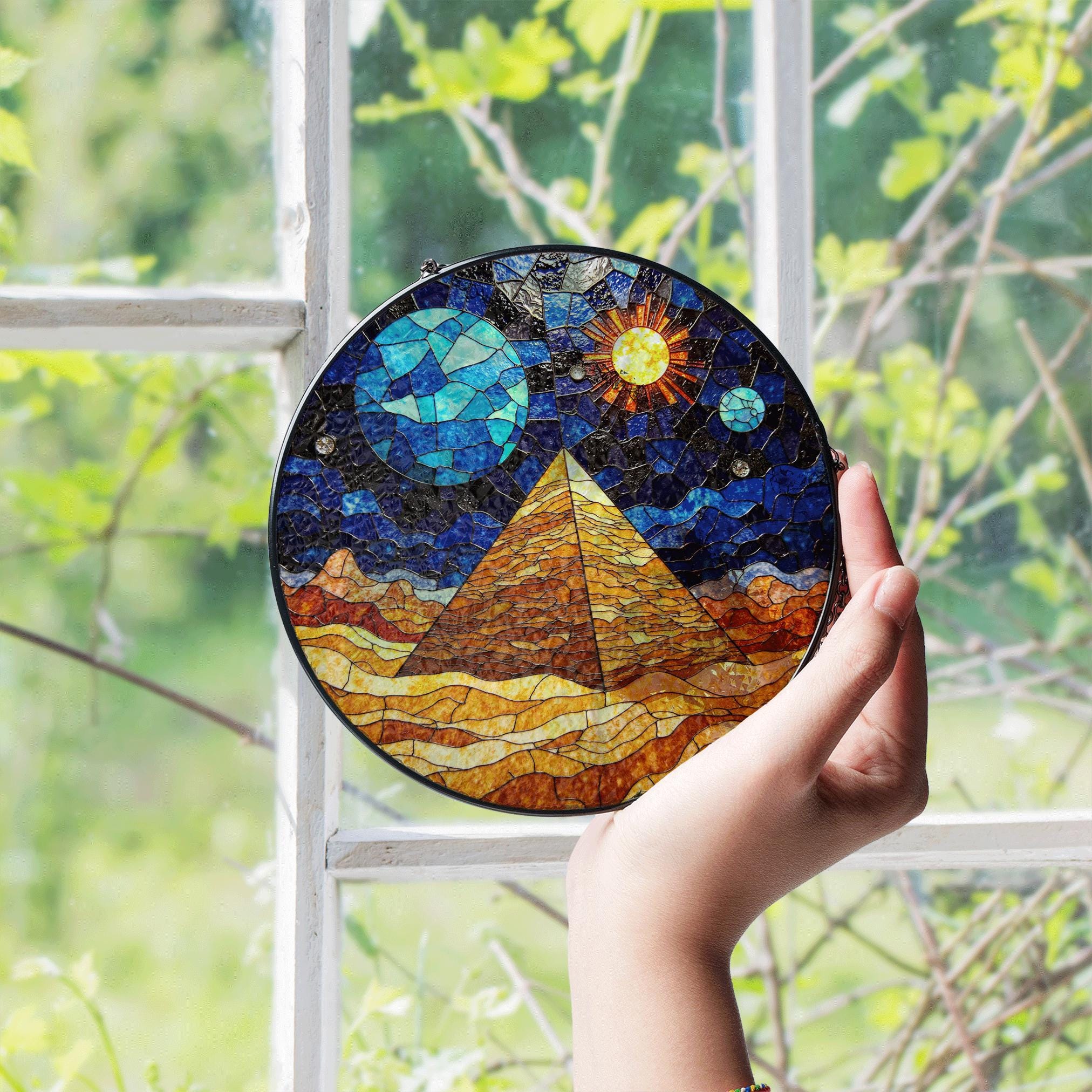 ステンドグラス「月とピラミッド」 ステンドグラス「月とピラミッド」 楽天市場】ステンドグラス 小物