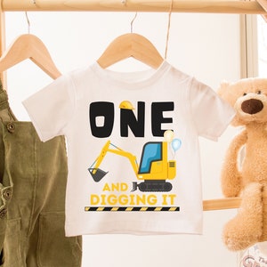 Construction Birthday Shirt, Construction Crew Shirts, One and Diggin It, Truck Birthday Outfit, Excavator Birthday, Family Birthday Tees