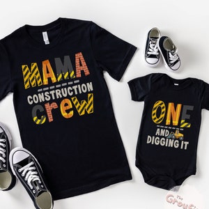 Construction Birthday Shirt, Construction Crew Shirts, One and Diggin It, Truck Birthday Outfit, Excavator Birthday, Family Birthday Tees