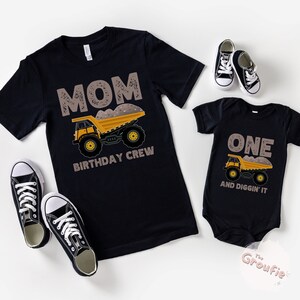 Construction Birthday Shirt, Construction Crew Shirts, One and Diggin It, Truck Birthday Outfit, Excavator Birthday, Family Birthday Tees