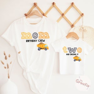 Construction Birthday Shirt, Construction Crew Shirts, One and Diggin It, Truck Birthday Outfit, Excavator Birthday, Family Birthday Tees