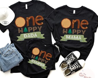 One Happy Camper Shirt, 1st Birthday Camping Outfit, First Birthday Shirt, One Happy Camper Baby Birthday, Matching Family Birthday T-Shirts