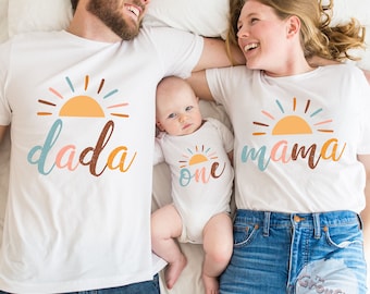 1st Trip Around the Sun, Boho 1st Birthday Family Shirts, Matching Sunshine Tees