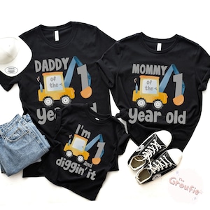 Construction Birthday Shirt, Construction Crew Shirts, One and Diggin It, Truck Birthday Outfit, Excavator Birthday, Family Birthday Tees