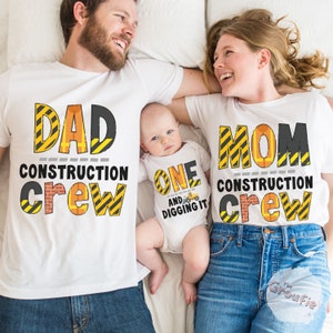 Construction Birthday Shirt, Construction Crew Shirts, One and Diggin It, Truck Birthday Outfit, Excavator Birthday, Family Birthday Tees