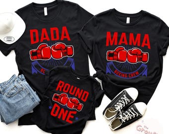 Personalized Boxing 1st Birthday Family Shirts, Baby Boy Cake Smash Outfit