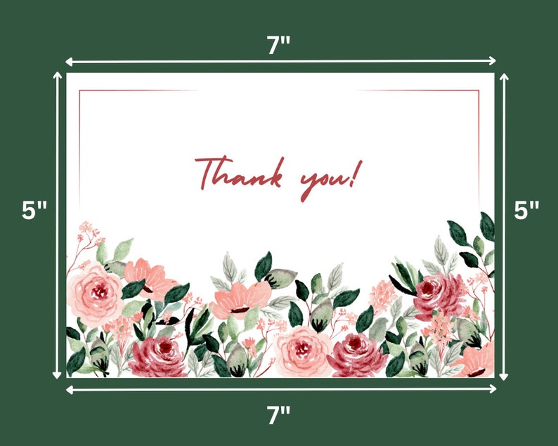 Printable Thank You Card Floral Thank You Card Flower Thank You Card ...