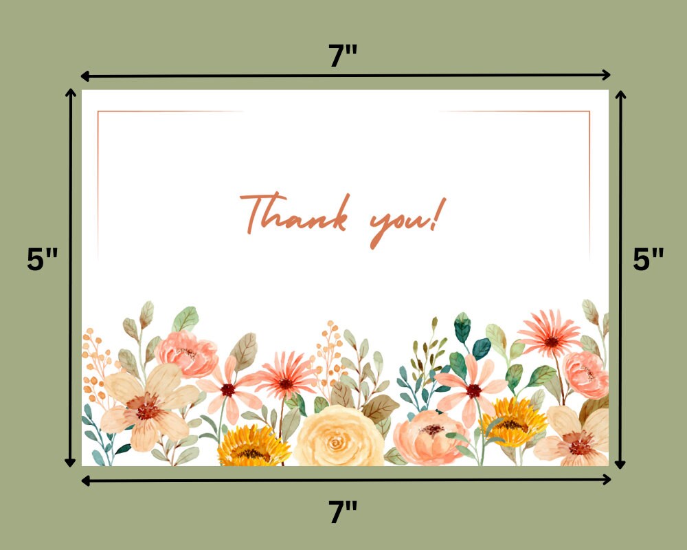 Printable Thank You Card Floral Thank You Card Flower Thank You Card ...