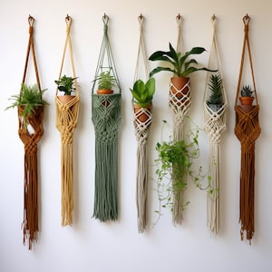 Handcrafted plant hanger  Hanging plant display Indoor garden accessory