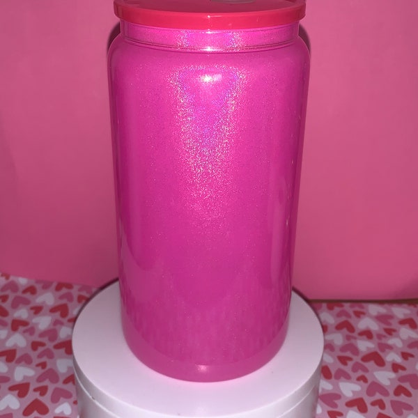 Shimmer glass cans with colored lids