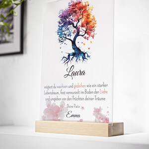 Carta de padrino personalizada escudo acrílico con base de madera regalo de madrina bautismo cumpleaños Navidad ahijado bautismo regalo niña
