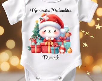 My first Christmas cute bodysuit, little polar bear, personalized baby bodysuit, Christmas bodysuit, bodysuit, romper for Christmas